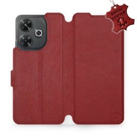 Etui ze skóry naturalnej do Xiaomi Redmi 13 - wzór Dark Red Leather