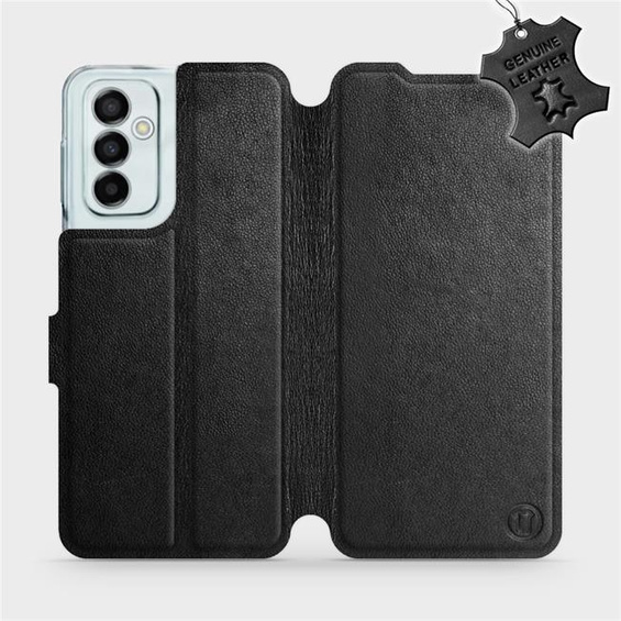 Etui ze skóry naturalnej do Samsung Galaxy M23 5G - wzór Black Leather