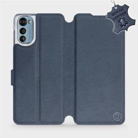 Etui ze skóry naturalnej do Motorola Moto E32 - wzór Blue Leather