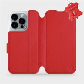 Etui ze skóry naturalnej do Apple iPhone 14 Pro - wzór Red Leather