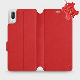 Etui ze skóry naturalnej do Sony Xperia L3 - wzór Red Leather