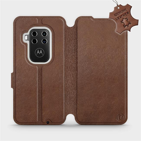 Etui ze skóry naturalnej do Motorola One Zoom - wzór Brown Leather