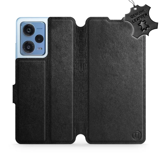Etui ze skóry naturalnej do Xiaomi Redmi Note 12 Pro 5G - wzór Black Leather