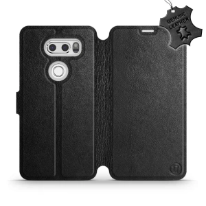 Etui ze skóry naturalnej do LG V30 - wzór Black Leather