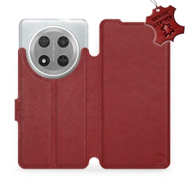 Etui ze skóry naturalnej do Huawei Honor Magic7 Lite 5G - wzór Dark Red Leather
