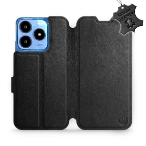 Etui ze skóry naturalnej do Realme C63 - wzór Black Leather