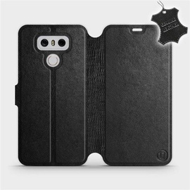 Etui ze skóry naturalnej do LG G6 - wzór Black Leather
