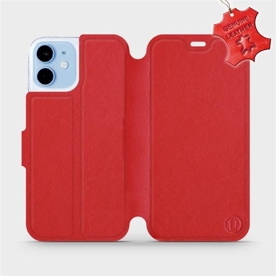 Etui ze skóry naturalnej do Apple iPhone 12 mini - wzór Red Leather