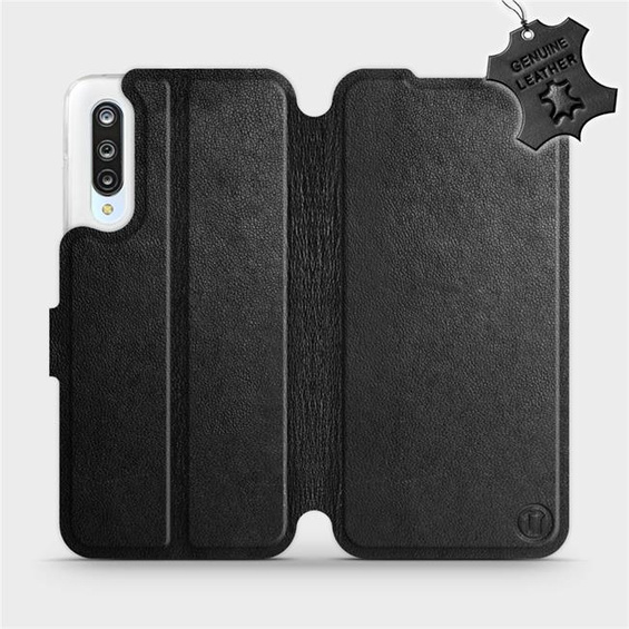 Etui ze skóry naturalnej do Xiaomi Mi 9 Lite - wzór Black Leather