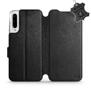 Etui ze skóry naturalnej do Xiaomi Mi A3 - wzór Black Leather