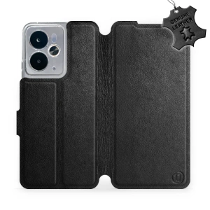 Etui ze skóry naturalnej do Realme 14T 5G - wzór Black Leather