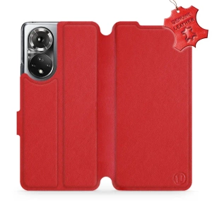 Etui ze skóry naturalnej do Huawei Honor 50 - wzór Red Leather
