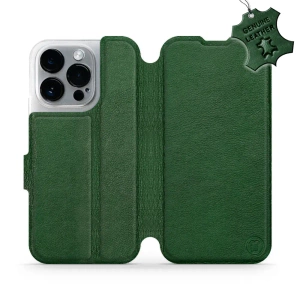 Etui ze skóry naturalnej do Apple iPhone 14 Pro - wzór Green Leather