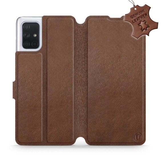 Etui ze skóry naturalnej do Samsung Galaxy A71 - wzór Brown Leather