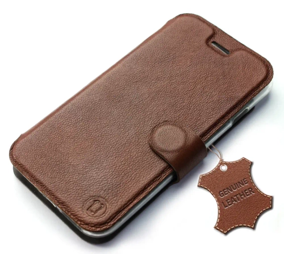 Etui ze skóry naturalnej do Huawei Honor 50 - wzór Brown Leather