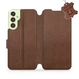 Etui ze skóry naturalnej do Samsung Galaxy A24 - wzór Brown Leather