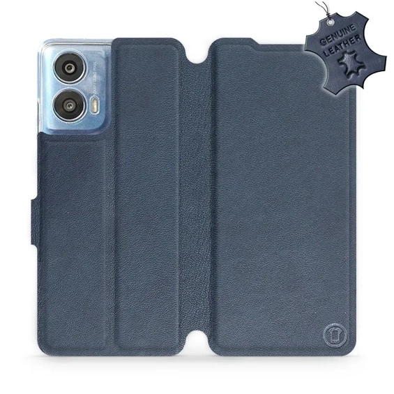 Etui ze skóry naturalnej do Motorola Moto G24 Power - wzór Blue Leather