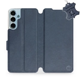 Etui ze skóry naturalnej do Samsung Galaxy M55 5G - wzór Blue Leather