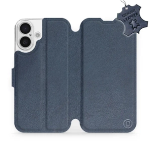 Etui ze skóry naturalnej do Apple iPhone 16 - wzór Blue Leather