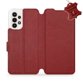 Etui ze skóry naturalnej do Samsung Galaxy A13 4G - wzór Dark Red Leather