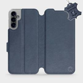 Etui ze skóry naturalnej do Samsung Galaxy A14 4G - wzór Blue Leather
