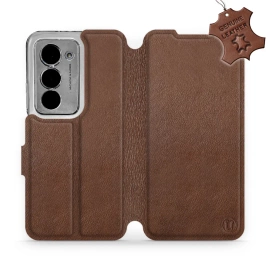 Etui ze skóry naturalnej do Xiaomi Redmi 15 5G - wzór Brown Leather