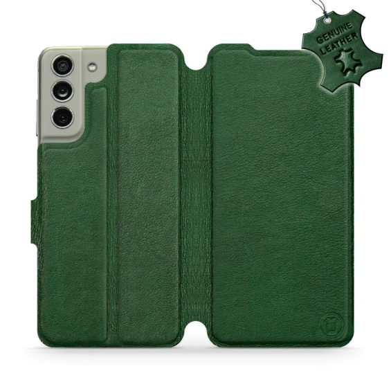 Etui ze skóry naturalnej do Samsung Galaxy S21 FE - wzór Green Leather
