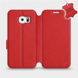 Etui ze skóry naturalnej do Samsung Galaxy S6 Edge - wzór Red Leather