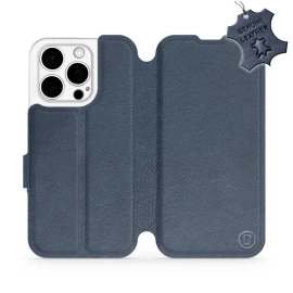 Etui ze skóry naturalnej do Apple iPhone 15 Pro - wzór Blue Leather