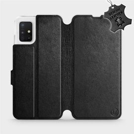 Etui ze skóry naturalnej do Samsung Galaxy A51 5G - wzór Black Leather