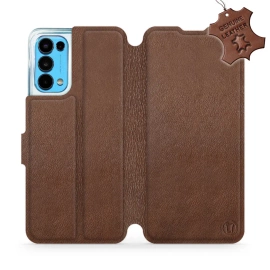 Etui ze skóry naturalnej do OPPO RENO 5 5G - wzór Brown Leather