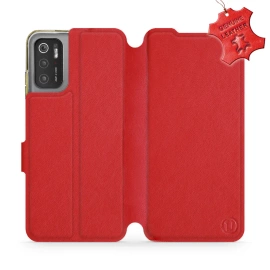 Etui ze skóry naturalnej do Xiaomi POCO M3 Pro 5G - wzór Red Leather