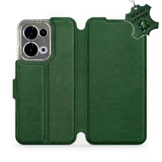 Etui ze skóry naturalnej do OPPO Reno 13 - wzór Green Leather