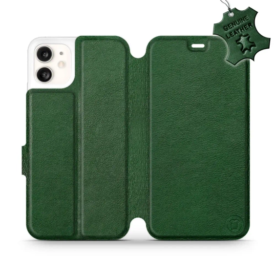 Etui ze skóry naturalnej do Apple iPhone 11 - wzór Green Leather