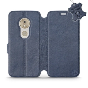 Etui ze skóry naturalnej do Motorola Moto G7 Play - wzór Blue Leather