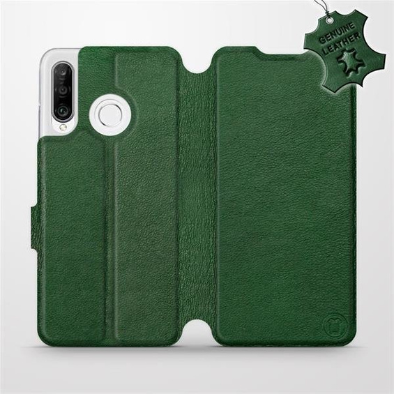 Etui ze skóry naturalnej do Huawei P30 Lite - wzór Green Leather