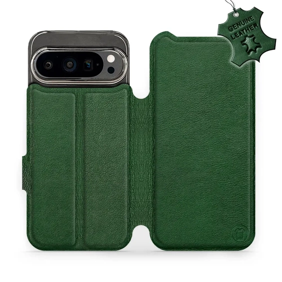 Etui ze skóry naturalnej do Google Pixel 9 Pro - wzór Green Leather