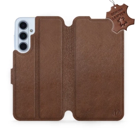 Etui ze skóry naturalnej do Samsung Galaxy M35 5G - wzór Brown Leather