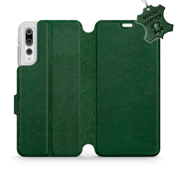 Etui ze skóry naturalnej do Huawei P20 Pro - wzór Green Leather