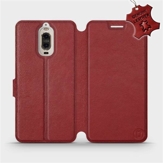 Etui ze skóry naturalnej do Huawei Mate 9 Pro - wzór Dark Red Leather