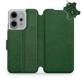 Etui ze skóry naturalnej do OPPO Reno 14 5G - wzór Green Leather