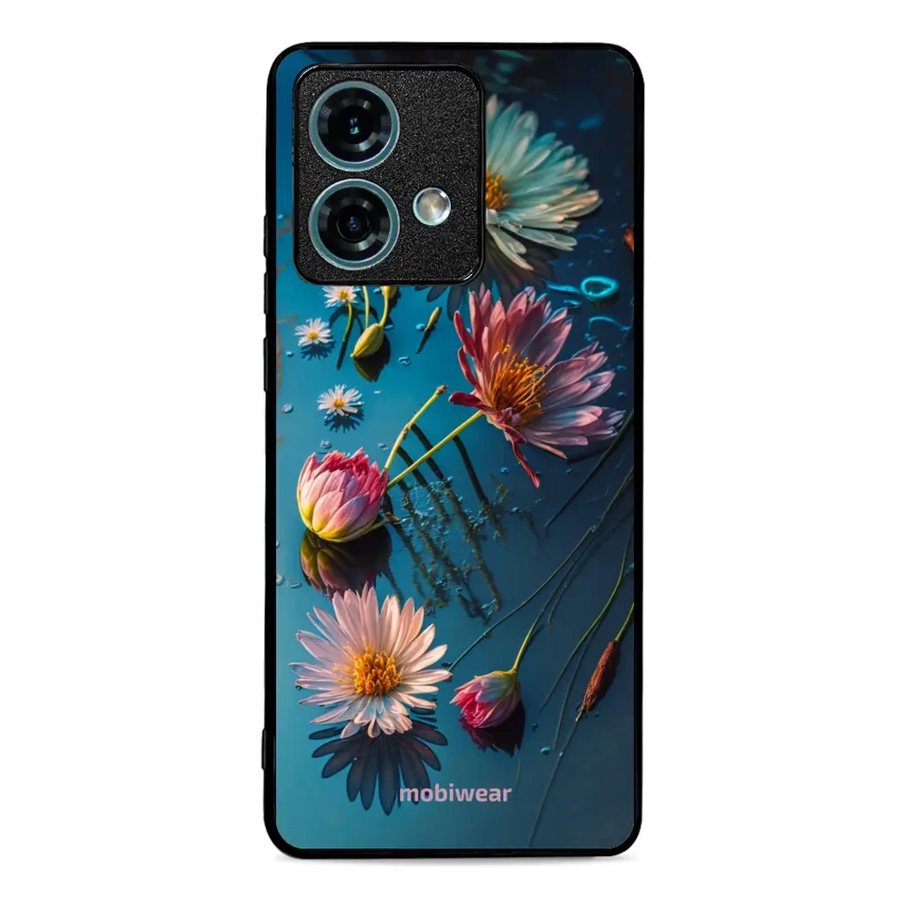 Mobiwear Glossy Case, etui na telefon, ochrona urządzenia, stylowa grafika, bezpieczna obudowa, niebiesko-kwieciste