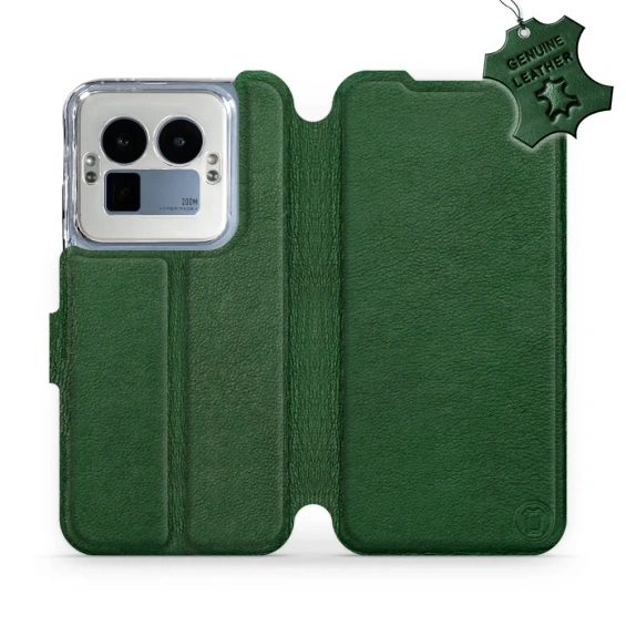 Etui ze skóry naturalnej do Realme GT 8 Pro - wzór Green Leather