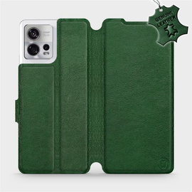 Etui ze skóry naturalnej do Motorola Edge 30 Fusion - wzór Green Leather