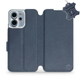 Etui ze skóry naturalnej do OPPO Reno 14 F 5G - wzór Blue Leather