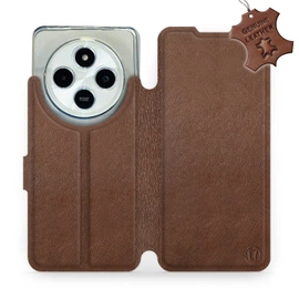 Etui ze skóry naturalnej do Xiaomi Redmi 14C - wzór Brown Leather