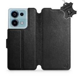 Etui ze skóry naturalnej do Xiaomi Redmi Note 13 Pro 4G - wzór Black Leather