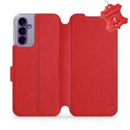 Etui ze skóry naturalnej do Samsung Galaxy A14 5G - wzór Red Leather