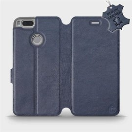 Etui ze skóry naturalnej do Xiaomi Mi A1 - wzór Blue Leather