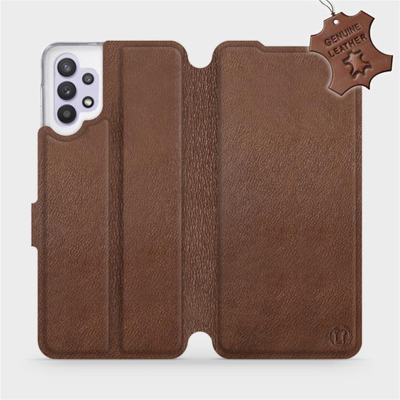 Etui ze skóry naturalnej do Samsung Galaxy M32 5G - wzór Brown Leather